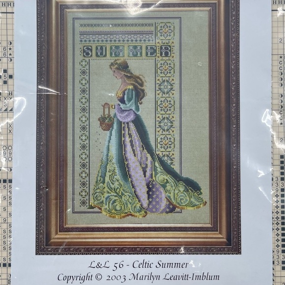 Lavender & Lace Celtic Summer Vintage Cross Stitch Pattern - Picture 4 of 6